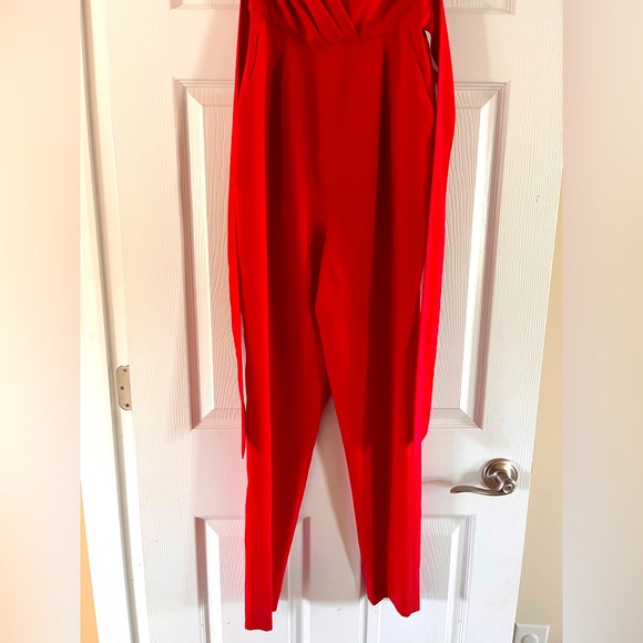 RED HOT Bebe Strapless Jumpsuit - Picture 2 of 7